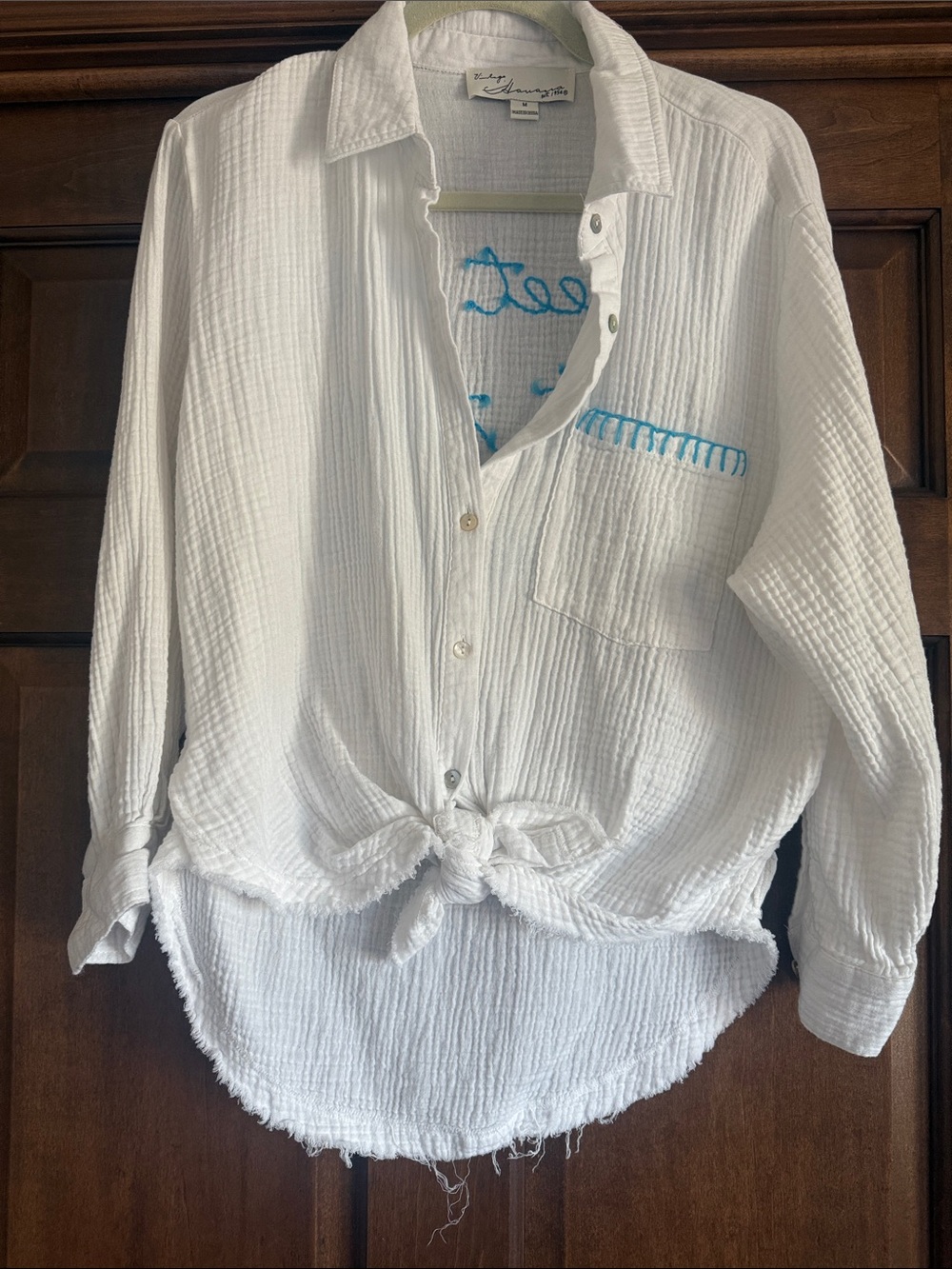 Vintage Havana "Meet Me at the Beach" Gauze Shirt -M - Picture 3 of 7